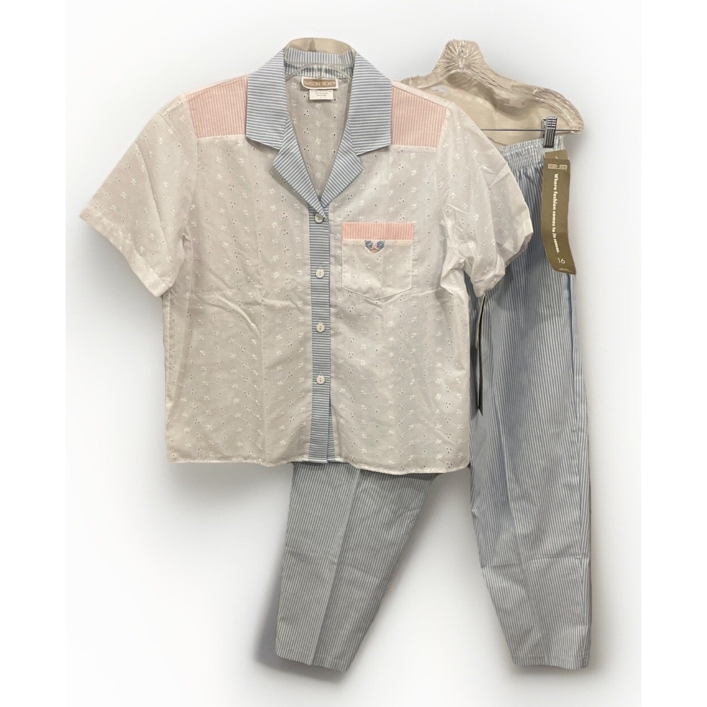 Season Ticket NWT Vintage Cotton And Lace Shirt Pants Set Women 16S Cottage Core